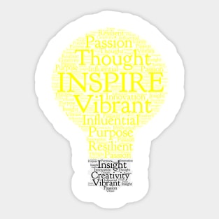 Inspire Light Bulb Word Cloud Yellow Light Art Sticker